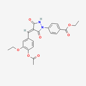 molecular formula C23H22N2O7 B6100019 ethyl 4-[(4Z)-4-[(4-acetyloxy-3-ethoxyphenyl)methylidene]-3,5-dioxopyrazolidin-1-yl]benzoate 