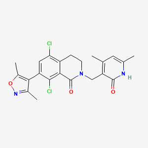 molecular formula C22H21Cl2N3O3 B610004 5,8-二氯-7-(3,5-二甲基-1,2-恶唑-4-基)-2-[(4,6-二甲基-2-氧代-1,2-二氢吡啶-3-基)甲基]-3,4-二氢异喹啉-1(2H)-酮 CAS No. 1616287-82-1