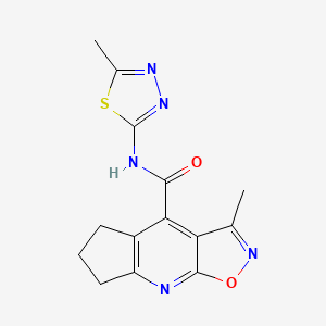 3-methyl-N-[(2E)-5-methyl-1,3,4-thiadiazol-2(3H)-ylidene]-6,7-dihydro-5H-cyclopenta[b][1,2]oxazolo[4,5-e]pyridine-4-carboxamide