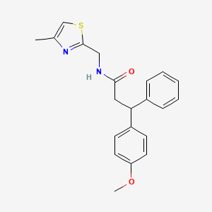 3-(4-methoxyphenyl)-N-[(4-methyl-1,3-thiazol-2-yl)methyl]-3-phenylpropanamide