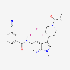 molecular formula C26H26F3N5O2 B610007 3-cyano-N-(3-(1-isobutyrylpiperidin-4-yl)-1-methyl-4-(trifluoromethyl)-1H-pyrrolo[2,3-b]pyridin-5-yl)benzamide CAS No. 1892576-58-7