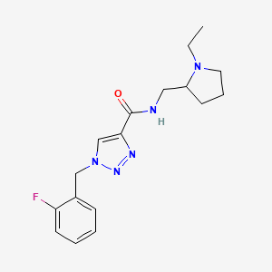 molecular formula C17H22FN5O B6100082 N-[(1-ethylpyrrolidin-2-yl)methyl]-1-[(2-fluorophenyl)methyl]triazole-4-carboxamide 