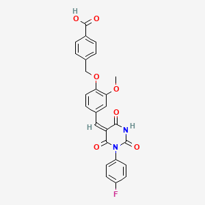 4-[(4-{[(5E)-1-(4-FLUOROPHENYL)-2,4,6-TRIOXO-1,3-DIAZINAN-5-YLIDENE]METHYL}-2-METHOXYPHENOXY)METHYL]BENZOIC ACID