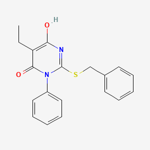 molecular formula C19H18N2O2S B6100117 2-(benzylthio)-5-ethyl-6-hydroxy-3-phenyl-4(3H)-pyrimidinone 