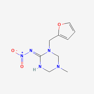 molecular formula C9H13N5O3 B6100124 (NE)-N-[1-(furan-2-ylmethyl)-5-methyl-1,3,5-triazinan-2-ylidene]nitramide 