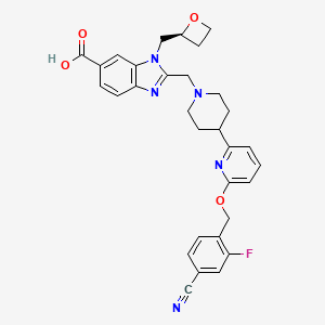 B610018 2-[(4-{6-[(4-cyano-2-fluorophenyl)methoxy]pyridin-2-yl}piperidin-1-yl)methyl]-1-{[(2S)-oxetan-2-yl]methyl}-1H-benzimidazole-6-carboxylic acid CAS No. 2230198-02-2