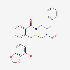 B610020 6H-Pyrazino(1,2-b)isoquinolin-6-one, 2-acetyl-1,2,3,4,11,11a-hexahydro-10-(7-methoxy-1,3-benzodioxol-5-yl)-3-(phenylmethyl)-, (-)- CAS No. 339076-07-2