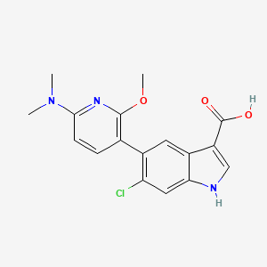 molecular formula C17H16ClN3O3 B610024 6-氯-5-[6-(二甲氨基)-2-甲氧基吡啶-3-基]-1h-吲哚-3-甲酸 CAS No. 1467059-70-6