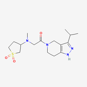 molecular formula C16H26N4O3S B6100258 2-[(1,1-Dioxothiolan-3-yl)-methylamino]-1-(3-propan-2-yl-1,4,6,7-tetrahydropyrazolo[4,3-c]pyridin-5-yl)ethanone 