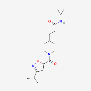 N-cyclopropyl-3-[1-(3-propan-2-yl-4,5-dihydro-1,2-oxazole-5-carbonyl)piperidin-4-yl]propanamide