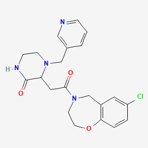 molecular formula C21H23ClN4O3 B6100287 3-[2-(7-chloro-2,3-dihydro-1,4-benzoxazepin-4(5H)-yl)-2-oxoethyl]-4-(3-pyridinylmethyl)-2-piperazinone 