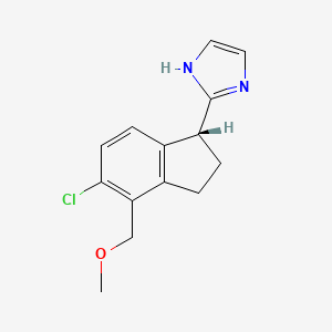 molecular formula C14H15ClN2O B610029 (R)-2-(5-chloro-4-(methoxymethyl)-2,3-dihydro-1H-inden-1-yl)-1H-imidazole CAS No. 1171824-96-6