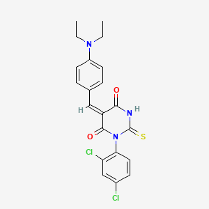 molecular formula C21H19Cl2N3O2S B6100293 (5E)-1-(2,4-dichlorophenyl)-5-[[4-(diethylamino)phenyl]methylidene]-2-sulfanylidene-1,3-diazinane-4,6-dione 