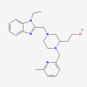 molecular formula C23H31N5O B6100338 2-{4-[(1-ethyl-1H-benzimidazol-2-yl)methyl]-1-[(6-methyl-2-pyridinyl)methyl]-2-piperazinyl}ethanol 