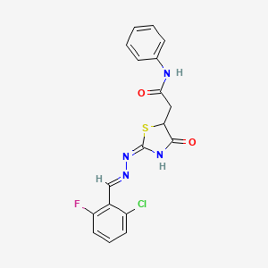 2-{2-[(2-chloro-6-fluorobenzylidene)hydrazono]-4-oxo-1,3-thiazolidin-5-yl}-N-phenylacetamide