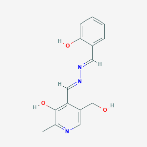 molecular formula C15H15N3O3 B6100384 5-(hydroxymethyl)-4-[(E)-[(E)-(2-hydroxyphenyl)methylidenehydrazinylidene]methyl]-2-methylpyridin-3-ol 