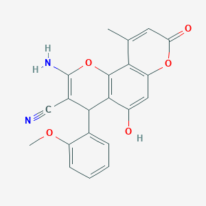 2-amino-5-hydroxy-4-(2-methoxyphenyl)-10-methyl-8-oxo-4H-pyrano[2,3-h]chromene-3-carbonitrile