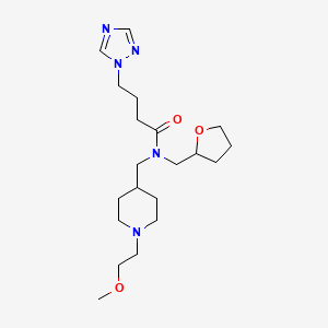 molecular formula C20H35N5O3 B6100390 N-{[1-(2-methoxyethyl)-4-piperidinyl]methyl}-N-(tetrahydro-2-furanylmethyl)-4-(1H-1,2,4-triazol-1-yl)butanamide 