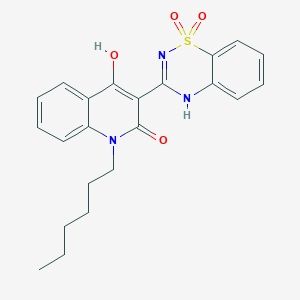 molecular formula C22H23N3O4S B6100407 3-(1,1-dioxido-2H-1,2,4-benzothiadiazin-3-yl)-1-hexyl-4-hydroxy-2(1H)-quinolinone CAS No. 303776-91-2