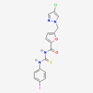 molecular formula C16H12ClIN4O2S B6100414 N-({5-[(4-CHLORO-1H-PYRAZOL-1-YL)METHYL]-2-FURYL}CARBONYL)-N'-(4-IODOPHENYL)THIOUREA 