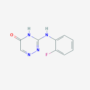 molecular formula C9H7FN4O B6100444 3-[(2-fluorophenyl)amino]-1,2,4-triazin-5(4H)-one 