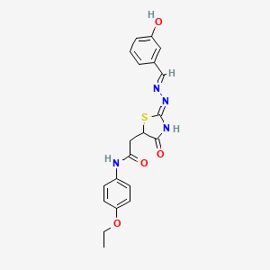 N-(4-ethoxyphenyl)-2-[(2Z)-2-[(E)-(3-hydroxyphenyl)methylidenehydrazinylidene]-4-oxo-1,3-thiazolidin-5-yl]acetamide