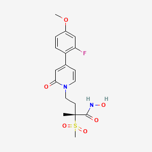 molecular formula C18H21FN2O6S B610046 (2R)-4-[4-(2-fluoro-4-methoxyphenyl)-2-oxopyridin-1(2H)-yl]-N-hydroxy-2-methyl-2-(methylsulfonyl)butanamide CAS No. 1312473-63-4