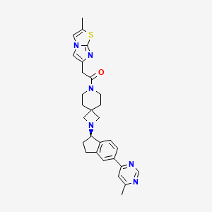 molecular formula C29H32N6OS B610048 2-(2-methylimidazo[2,1-b][1,3]thiazol-6-yl)-1-[2-[(1R)-5-(6-methylpyrimidin-4-yl)-2,3-dihydro-1H-inden-1-yl]-2,7-diazaspiro[3.5]nonan-7-yl]ethanone CAS No. 1334782-79-4