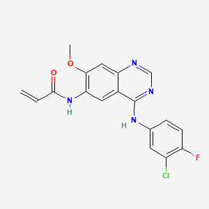 molecular formula C18H14ClFN4O2 B610052 N-[4-[(3-Chloro-4-fluorophenyl)amino]-7-methoxy-6-quinazolinyl]-2-propenamide CAS No. 1035638-91-5