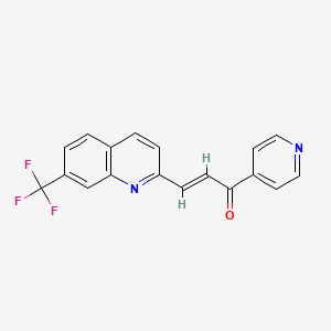 2-Propen-1-one, 1-(4-pyridinyl)-3-(7-(trifluoromethyl)-2-quinolinyl)-, (2E)-