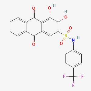 molecular formula C21H12F3NO6S B610073 3,4-Dihydroxy-9,10-dioxo-N-(4-(trifluoroMethyl)phenyl)-9,10-dihydroanthracene-2-sulfonaMide CAS No. 1313738-90-7
