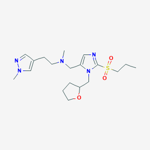 N-methyl-2-(1-methylpyrazol-4-yl)-N-[[3-(oxolan-2-ylmethyl)-2-propylsulfonylimidazol-4-yl]methyl]ethanamine