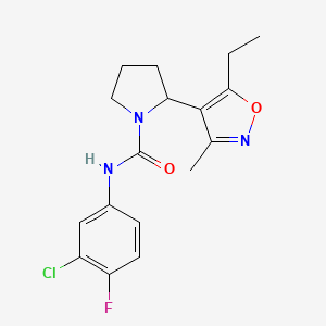 N-(3-chloro-4-fluorophenyl)-2-(5-ethyl-3-methyl-1,2-oxazol-4-yl)pyrrolidine-1-carboxamide