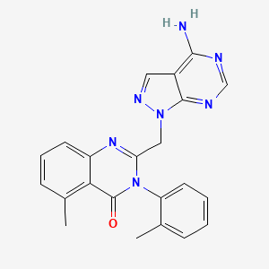 molecular formula C22H19N7O B610106 2-((4-氨基-1H-吡唑并[3,4-d]嘧啶-1-基)甲基)-5-甲基-3-邻甲苯基喹唑啉-4(3H)-酮 CAS No. 900185-01-5