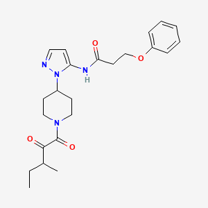 molecular formula C23H30N4O4 B6101064 N-[2-[1-(3-methyl-2-oxopentanoyl)piperidin-4-yl]pyrazol-3-yl]-3-phenoxypropanamide 