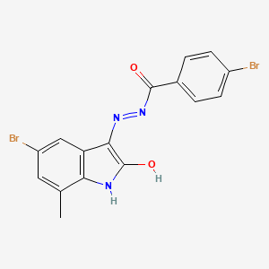 4-BROMO-N'-[(3Z)-5-BROMO-7-METHYL-2-OXO-2,3-DIHYDRO-1H-INDOL-3-YLIDENE]BENZOHYDRAZIDE