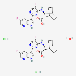 molecular formula C40H42Cl2F4N10O5 B610109 Pimodivir hydrochloride hemihydrate CAS No. 1777721-70-6
