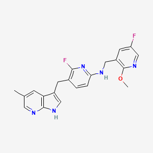 molecular formula C21H19F2N5O B610137 6-Fluoro-N-((5-fluoro-2-methoxypyridin-3-yl)methyl)-5-((5-methyl-1H-pyrrolo[2,3-b]pyridin-3-yl)methyl)pyridin-2-amine CAS No. 1303420-67-8