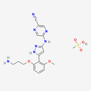 molecular formula C19H23N7O5S B610197 无水普雷沙替布甲磺酸盐 CAS No. 1234015-55-4