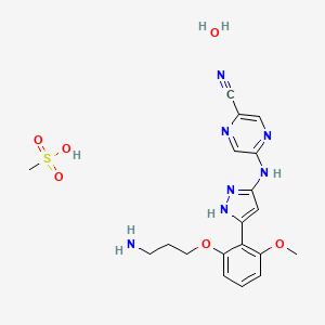 molecular formula C19H25N7O6S B610198 Prexasertib 甲磺酸盐一水合物 CAS No. 1234015-57-6