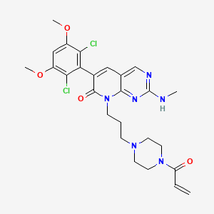 molecular formula C26H30Cl2N6O4 B610203 8-(3-(4-丙烯酰哌嗪-1-基)丙基)-6-(2,6-二氯-3,5-二甲氧基苯基)-2-(甲基氨基)吡啶并[2,3-d]嘧啶-7(8H)-酮 CAS No. 1802929-43-6