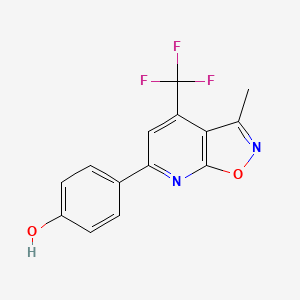 molecular formula C14H9F3N2O2 B6102215 4-[3-Methyl-4-(trifluoromethyl)[1,2]oxazolo[5,4-b]pyridin-6-yl]phenol 