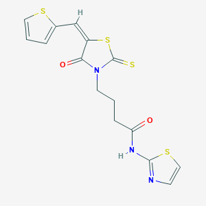 molecular formula C15H13N3O2S4 B6102325 4-[4-oxo-5-(2-thienylmethylene)-2-thioxo-1,3-thiazolidin-3-yl]-N-1,3-thiazol-2-ylbutanamide 