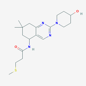 N-[2-(4-hydroxy-1-piperidinyl)-7,7-dimethyl-5,6,7,8-tetrahydro-5-quinazolinyl]-3-(methylthio)propanamide