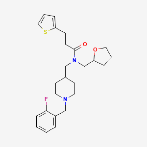 N-[[1-[(2-fluorophenyl)methyl]piperidin-4-yl]methyl]-N-(oxolan-2-ylmethyl)-3-thiophen-2-ylpropanamide