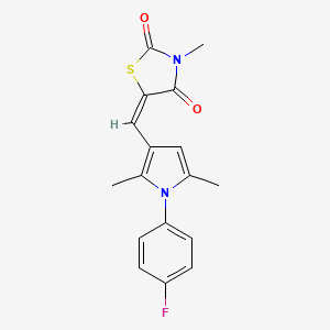 molecular formula C17H15FN2O2S B6102413 5-{[1-(4-fluorophenyl)-2,5-dimethyl-1H-pyrrol-3-yl]methylene}-3-methyl-1,3-thiazolidine-2,4-dione 