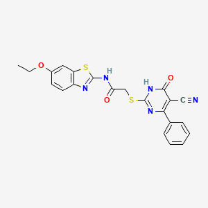 2-[(5-cyano-4-oxo-6-phenyl-1H-pyrimidin-2-yl)sulfanyl]-N-(6-ethoxy-1,3-benzothiazol-2-yl)acetamide