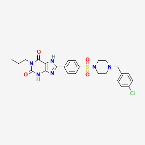 molecular formula C25H27ClN6O4S B610301 8-(4-{4-[(4-chlorophenyl)methyl]piperazine-1-sulfonyl}phenyl)-1-propyl-2,3,6,7-tetrahydro-1H-purine-2,6-dione CAS No. 1027513-54-7