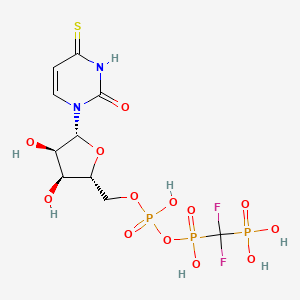 molecular formula C10H15F2N2O13P3S B610303 ({[({[(2R,3S,4R,5R)-3,4-dihydroxy-5-(2-oxo-4-sulfanylidene-1,2,3,4-tetrahydropyrimidin-1-yl)oxolan-2-yl]methoxy}(hydroxy)phosphoryl)oxy](hydroxy)phosphoryl}difluoromethyl)phosphonic acid CAS No. 1657025-60-9