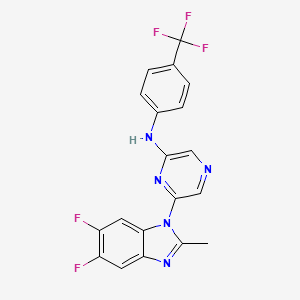 molecular formula C19H12F5N5 B610326 6-(5,6-二氟-2-甲基-1H-苯并[d]咪唑-1-基)-N-(4-(三氟甲基)苯基)吡嗪-2-胺 CAS No. 1782970-28-8